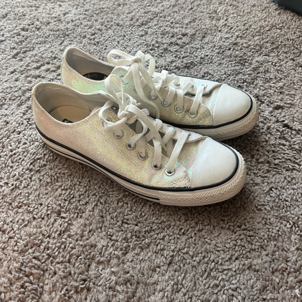 White sparkly converse